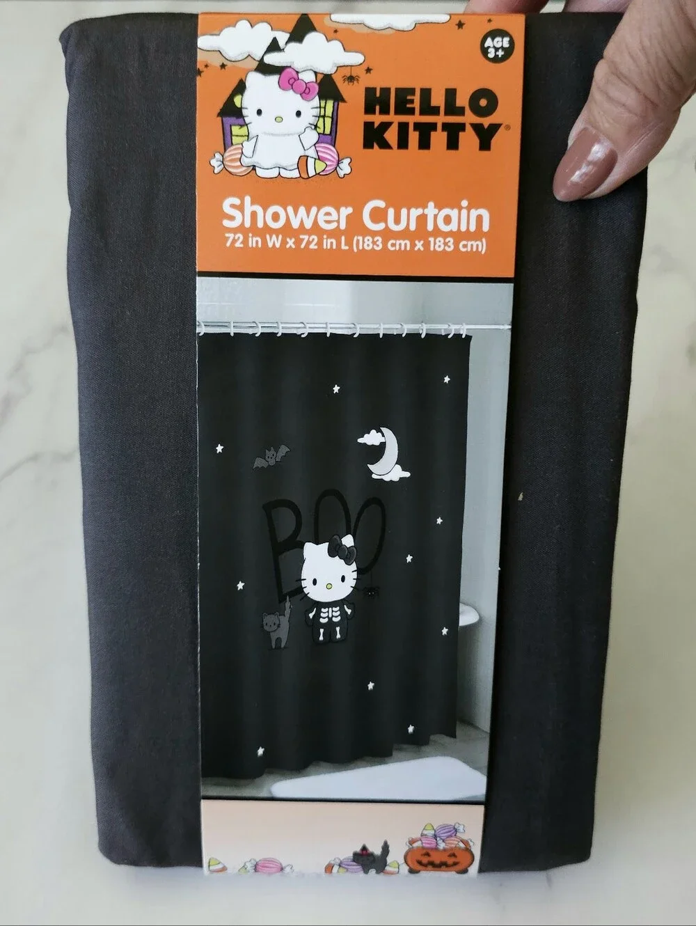 Brand New Hello Kitty Halloween Skelwton Shower Curtain - Picture 2 of 6